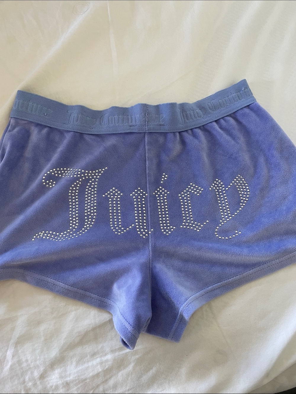 Juicy Couture Crystal Logo Lilac Velour Lounge Shorts